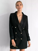 Blazerjacke Zweireihiges Blazerkleid mit V-Ausschnitt für Damen