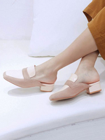 Block Heel Mules Frauen Square Toe Backless Loafer Schuhe