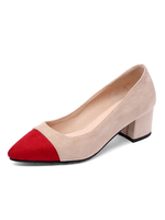 Blockabsatz Pumpen-Veloursleder Spitzschuh Chunky Heel Slip-on-Pumpen für Frauen
