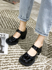 Blockabsatz-Schuh-Schwarz-runde Zehe Chunky Heel Mary Jane Schuhe