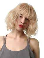 Blond Perücken Curly Frauen synthetische Perücken mit stumpfen Bangs