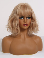 Blondes Haar-Perücken lockige synthetische Perücken mit Pony
