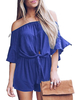 Blue Bateau Neck Kurzarm Polyester Sommer Spielanzug