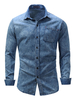 Blue Denim Shirts Herren Umlegekragen Langarm Oversized Freizeithemden