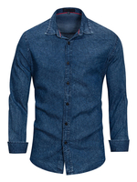 Blue Denim Shirts Herren Umlegekragen Langarm Oversized Shirts