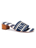 Blue Heeled Slipper Chunky Heel Runde Zehen Slip-On Canvas Casual Slipper