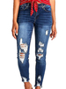 Blue Jeans für Damen Cowboy High Rise Taille Tapered Fit Denim Hose