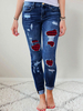 Blue Jeans für Frauen Cowboy Raised Waist Denim Tapered Fit Hose