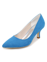 Blue Kitten Heels Damen Wildlederschuhe Spitz Slip On Pumps