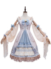 Blue Sweet Lolita JSK Kleid Nude Ärmellose Blumen Tiered Lolita Pullover Röcke