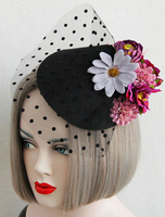Blume Fascinator Hut Tüll schwarz Hochzeit Hüte