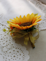 Blumen-Boutonniere-Abschlussball-gelbe Sonnenblume-synthetische Hochzeits-Blumen