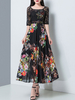 Blumen Maxikleider Halbarm Spitze Long Beach Kleid