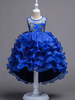 Blumen-Mädchen kleidet blaue Sleeveless Rüschen-Ballettröckchen-Festzug-Kleider gestickte überlagerte Kinder Ball-abwärts Kleider