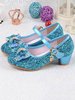 Blumen Mädchen Schuhe Silber Pailletten Stoff Schleifen Party Schuhe für Kinder