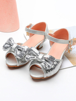 Blumen Mädchen Schuhe Silber Peep Toe Bows Party Schuhe Pailletten Festzug Schuhe für Kinder