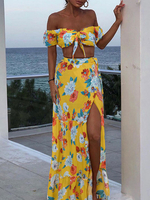 Blumen Outfit Frauen Bandeau Top Mit Rock