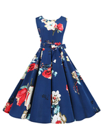 Blumen Vintage Kleid ärmellose Frau Sommerkleid der 1950er Jahre