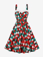 Blumenkleid Midikleid Kariert Ärmellos Träger Hals Chic Kunstpelz Lang Frühling