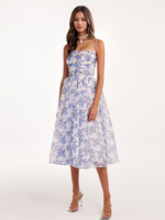 Blumenkleid mit Spaghettiträgern rückenfrei mit Schnürung Midikleider für Geburtstagspartys