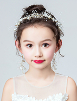 Blumenmädchen Headpieces Set Elfenbein Ohrringe Stirnband Perlen Kinder Haarschmuck