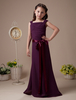Blumenmädchen Kleid aus Satin in Dunkellila