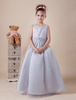 Blumenmädchen Kleid aus Satin in Grau