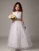 Blumenmädchen Kleid aus Satin in Weiß