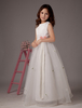 Blumenmädchen Kleid aus Satin in Weiß