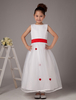 Blumenmädchen Kleid aus Satin in Weiß