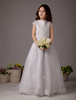 Blumenmädchen Kleid aus Satin in Weiß