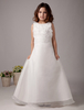 Blumenmädchen Kleid aus Satin in Weiß