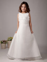 Blumenmädchen Kleid aus Satin in Weiß