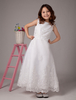 Blumenmädchen Kleid aus Satin in Weiß