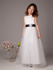 Blumenmädchen Kleid aus Satin in Weiß