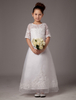 Blumenmädchen Kleid aus Satin in Weiß