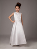 Blumenmädchen Kleid aus Satin in Weiß