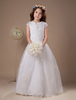 Blumenmädchen Kleid aus Satin in Weiß