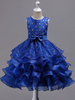 Blumenmädchen Kleid Dazzling Blue Sleeveless Bögen Tulle Pageant Kleider Kinder Ballkleid Partykleid