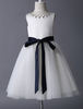 Blumenmädchen Kleider A-Linie- Abendkleider für Hochzeit knöchellang mit Rundkragen Hochzeit Satingewebe ärmellos kleid blumenmädchen