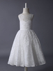 Blumenmädchen Kleider A-Linie- Abendkleider für Hochzeit wadenlang Herz-Ausschnitt Hochzeit Satingewebe ärmellos kleid blumenmädchen