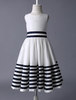 Blumenmädchen Kleider A-Linie- Abendkleider für Hochzeit wadenlang mit Rundkragen Hochzeit Taft ärmellos kleid blumenmädchen und Reißverschluss