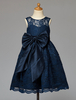 Blumenmädchen Kleider A-Linie- Dunkelmarineblau Abendkleider für Hochzeit knielang Herz-Ausschnitt Spitze ärmellos kleid blumenmädchen