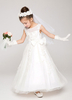 Blumenmädchen Kleider A-Linie- Elfenbeinfarbe Abendkleider für Hochzeit knöchellang mit Rundkragen Satingewebe ärmellos kleid blumenmädchen