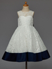 Blumenmädchen Kleider A-Linie- Elfenbeinfarbe Abendkleider für Hochzeit knielang Herz-Ausschnitt Spitze ärmellos kleid blumenmädchen