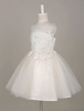 Blumenmädchen Kleider A-Linie- Elfenbeinfarbe Abendkleider für Hochzeit knielang Illusion Ausschnitt Satingewebe ärmellos kleid blumenmädchen