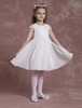 Blumenmädchen Kleider A-Linie- Elfenbeinfarbe Abendkleider für Hochzeit knielang mit Rundkragen Hochzeit Chiffon Knöpfe kleid blumenmädchen