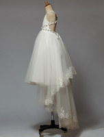 Blumenmädchen Kleider A-Linie- Elfenbeinfarbe Abendkleider für Hochzeit Mit Schleppe Satingewebe Hochzeit ärmellos kleid blumenmädchen