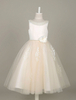 Blumenmädchen Kleider A-Linie- Elfenbeinfarbe Abendkleider für Hochzeit wadenlang mit Rundkragen Satingewebe ärmellos kleid blumenmädchen
