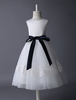 Blumenmädchen Kleider A-Linie- Elfenbeinfarbe Abendkleider für Hochzeit wadenlang mit Rundkragen Tüll ärmellos kleid blumenmädchen